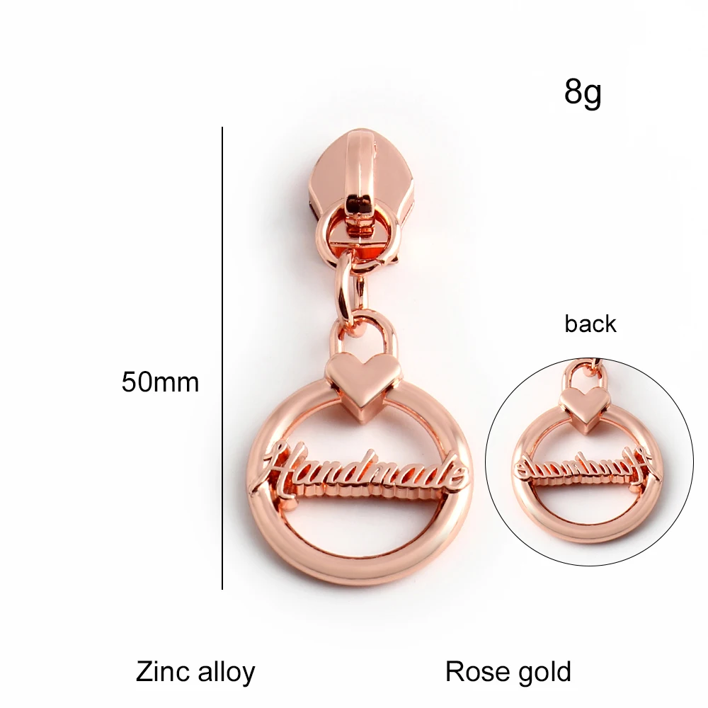 10/30/100PCS Heart-shape Handmade 5# Nylon Metal Zipper Slider Head For Household Handbag Garment Bag Sewing Crafts Accessories