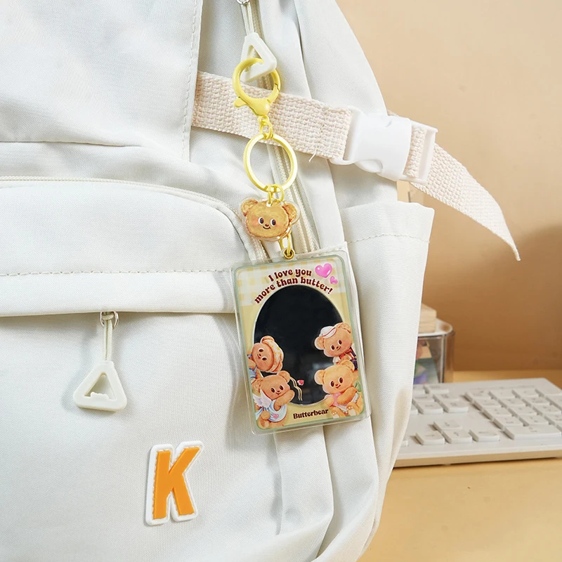 Cartoon Portable Carry-on Butter Bear Mirror Keychain Cute Angel