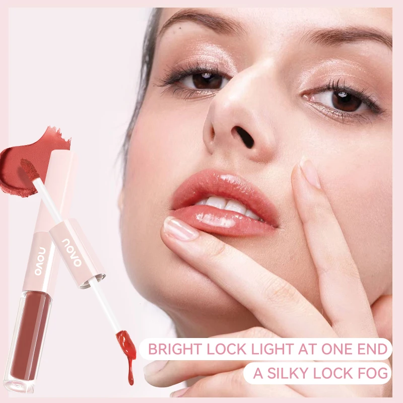 Dwustronna pomadka w płynie, mocno napigmentowana, nawilżająca, nie wywołująca wysuszania, długotrwała, wodoodporna, błyszcząca pomadka do ust.