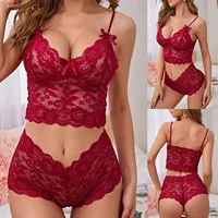 Conjunto De lencería Sexy para Mujer, Sujetador De encaje transpirable, conjuntos De Ropa De dormir con lazo, 2 piezas, nuevo