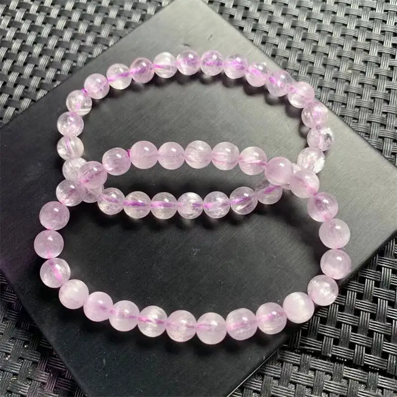 

7MM Natural Kunzite Bracelet Healing Crystal Gemstone Jewelry For Woman Man Fengshui Christmas Gift 1PCS