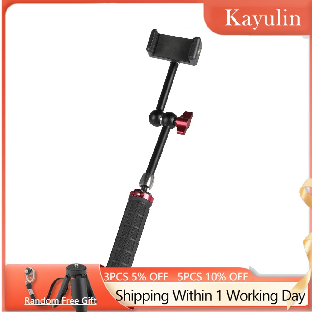 

Kayulin Handle Grip Rubber-covered With Adjustable Smartphone Clip and 11 inch Articulating Magic Arm 1/4"-20 Mount