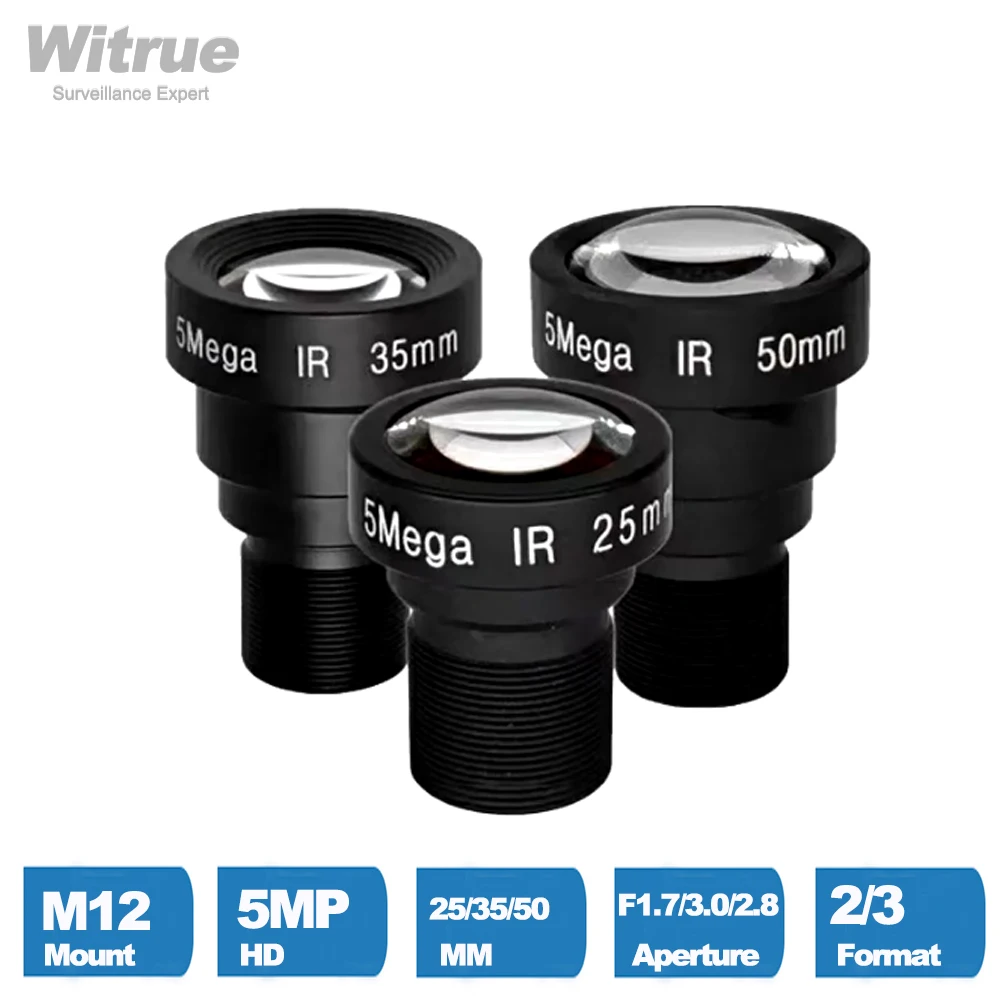 Obiektyw Witrue HD 5MP M12 25MM 35MM 50MM Niskie zniekształcenia dla kamer bezpieczeństwa do nadzoru