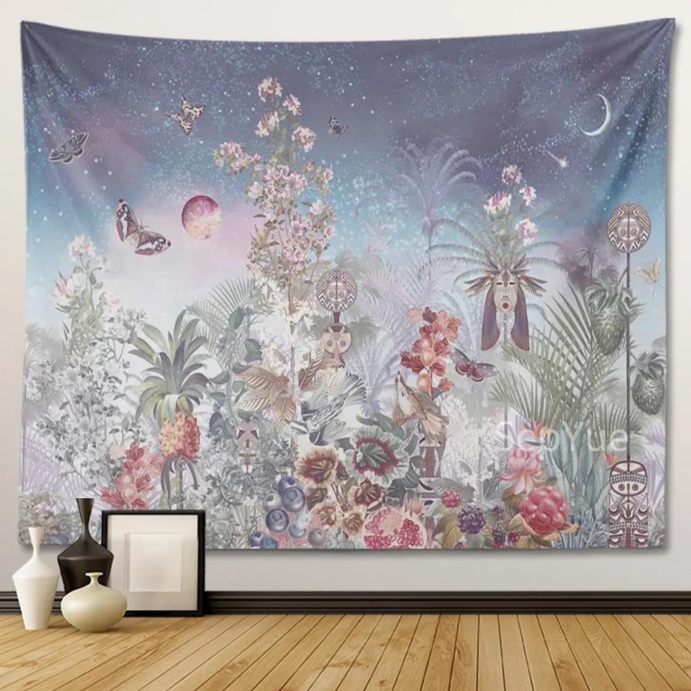 Flower Vintage Boho Tapestry Wall Hanging Bedroom Decorative 3D Fabrics Large Hippie Home Room Decor Blanket
