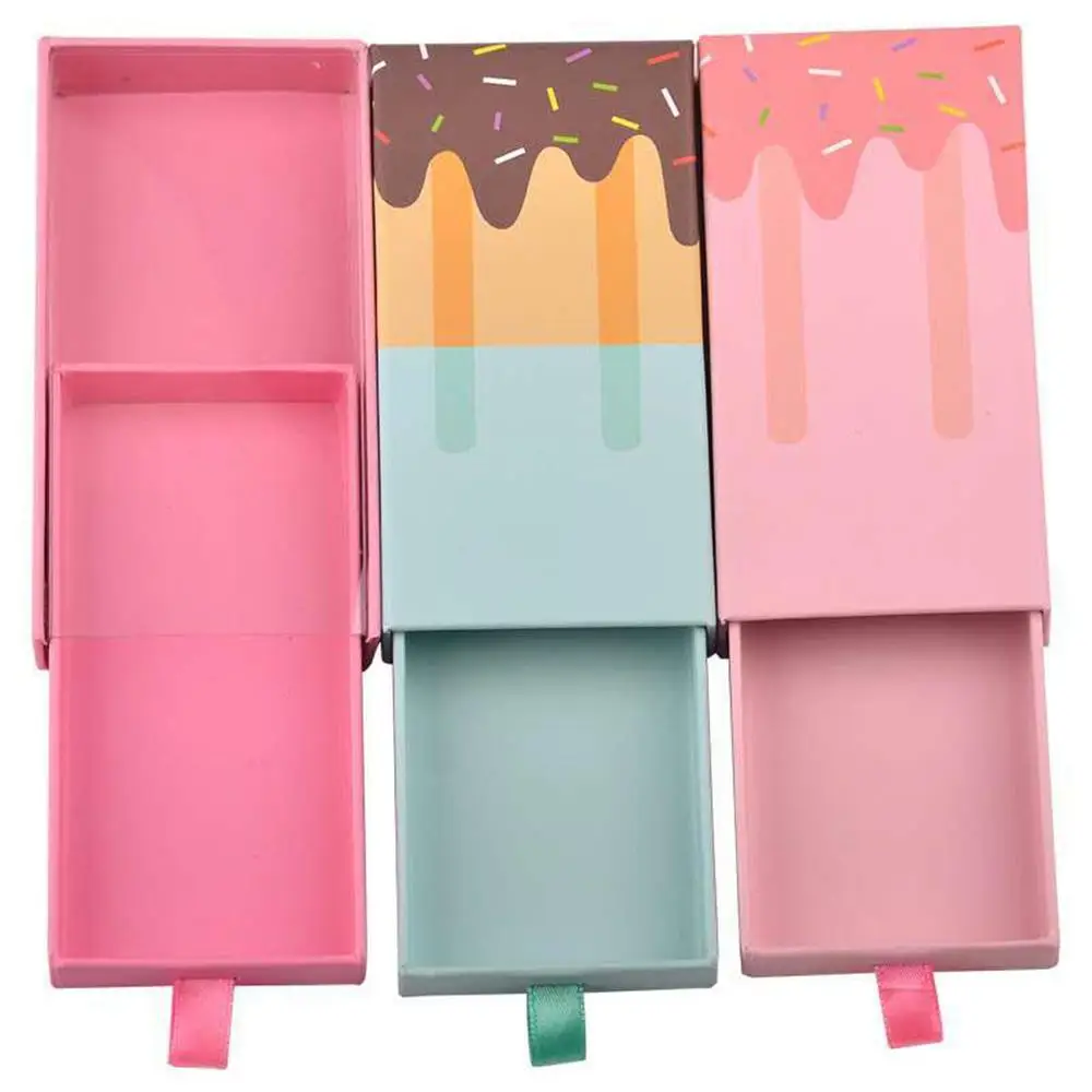 1~4BOXES Candy Box Fashion All-match For Kids Party 11.5×6×2cm Paper Home Storage Eyelash Ice Cream Box Cute Baby Beautiful