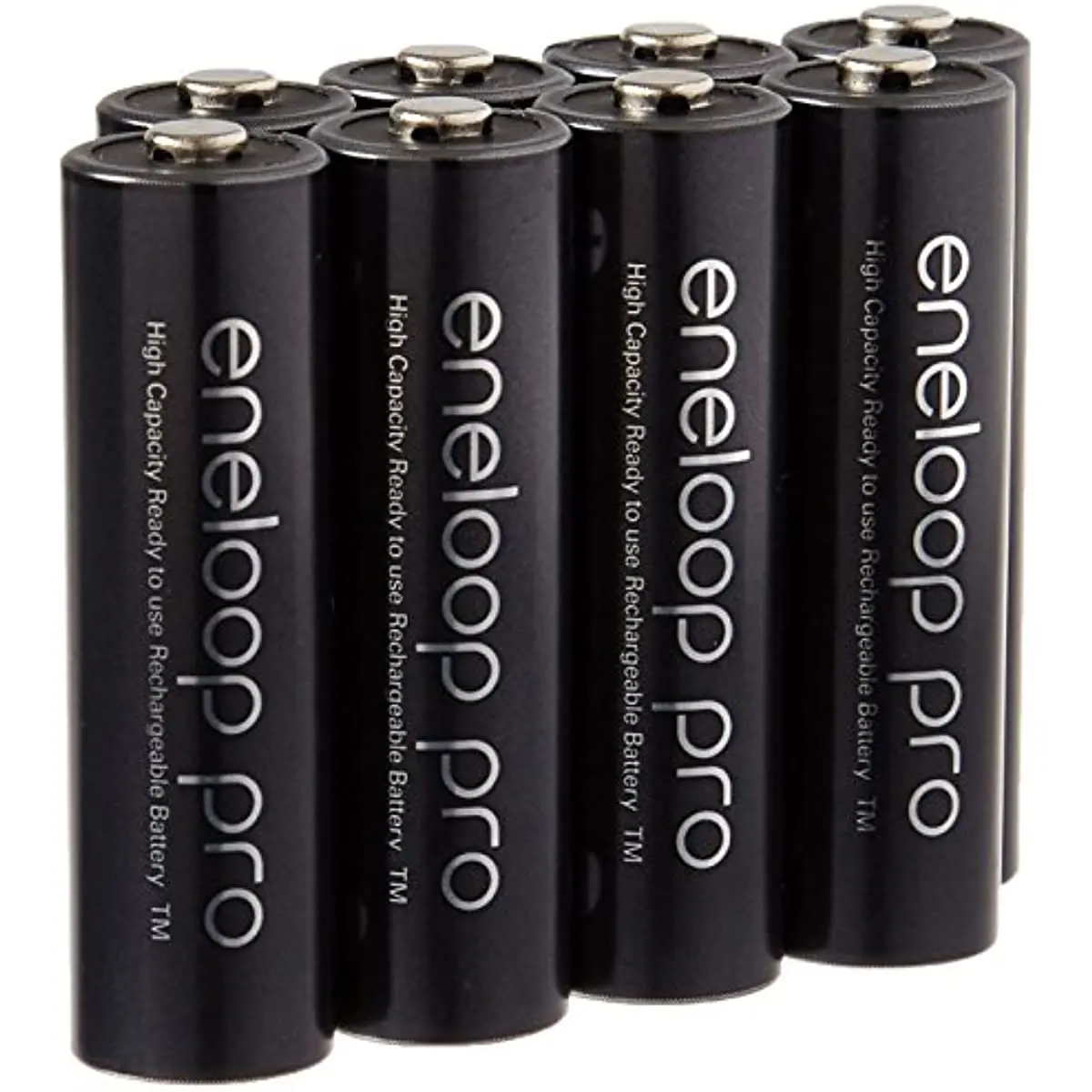 Bateria Recarregável Pré-Carregada Eneloop Pro AA com Suporte de 8, Alta Capacidade, Ni-MH, 2550mAh, Mínimo 2450mAh