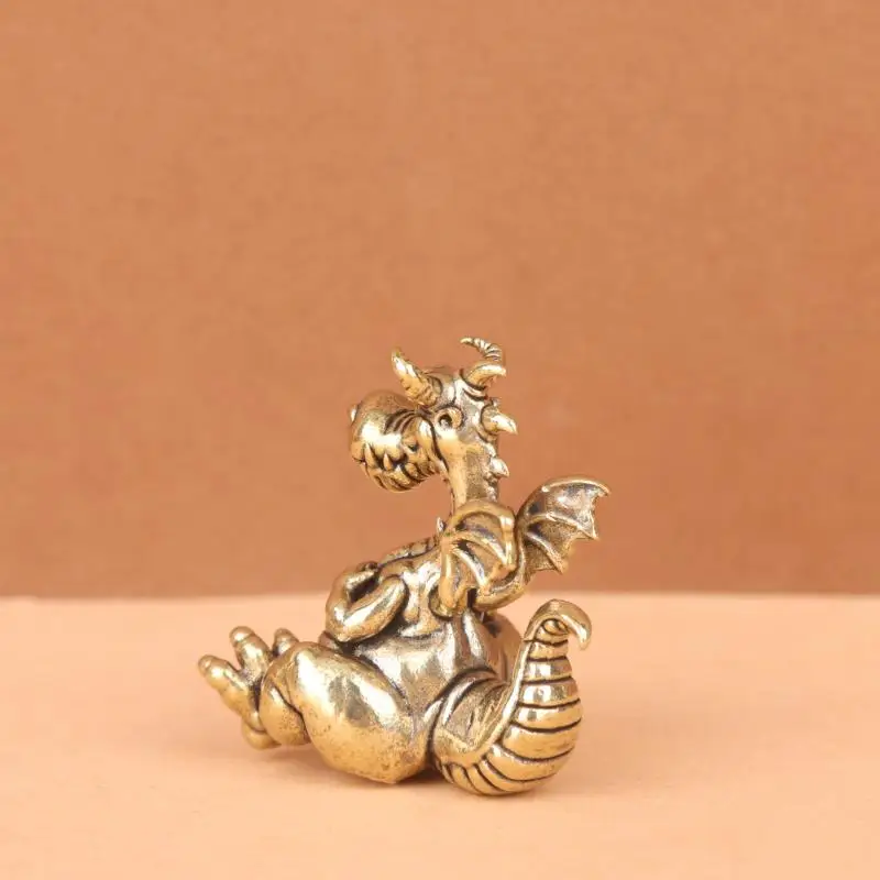 Vintage Brass Chubby Dragon Miniature Statue Lucky Animal Decorative Figurines