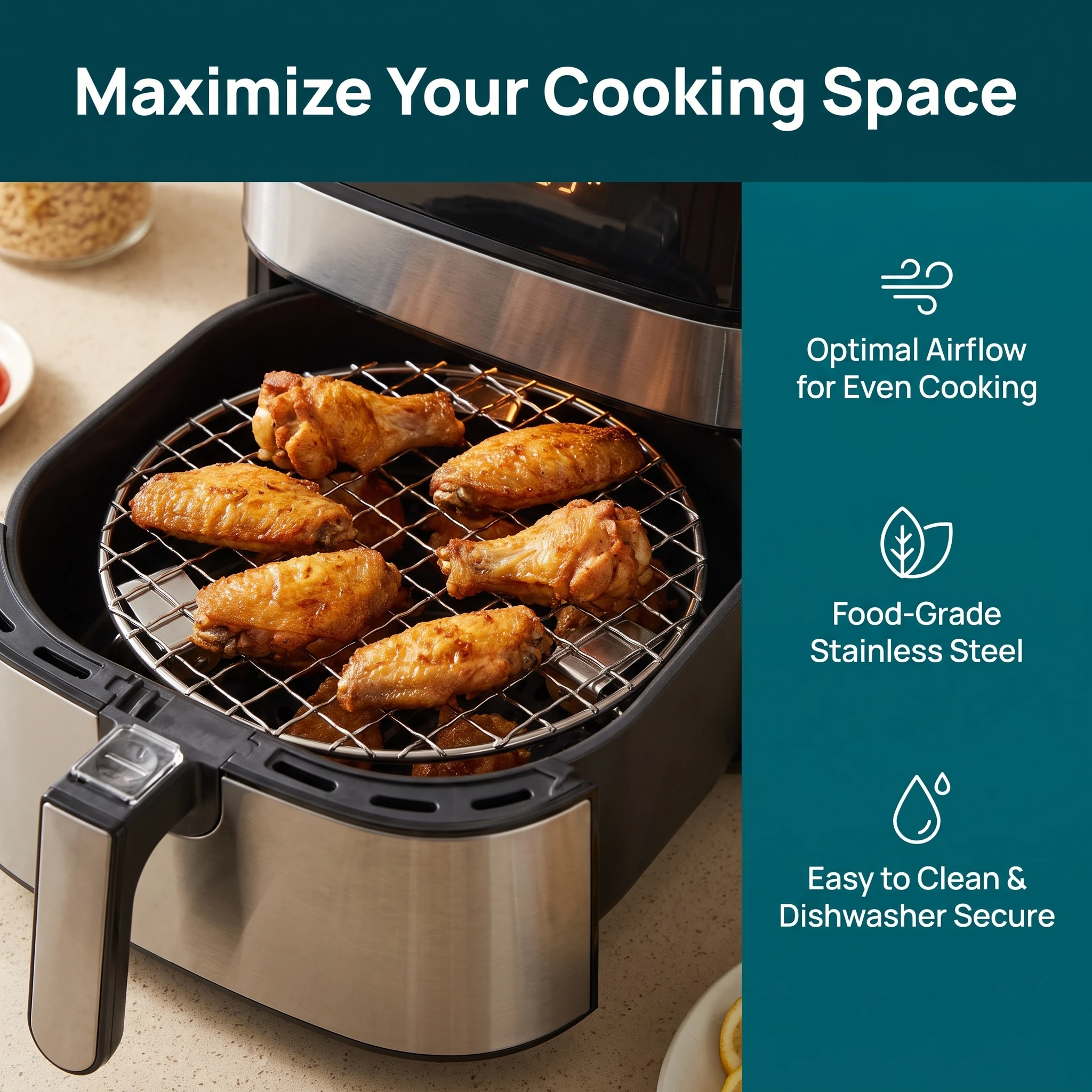 Multi-Purpose Round Cooling Rack Stainless Steel Wire Grill Rack with Support Legs, Fit Air Fryer Oven Pot,outdoor Accessory - view 4