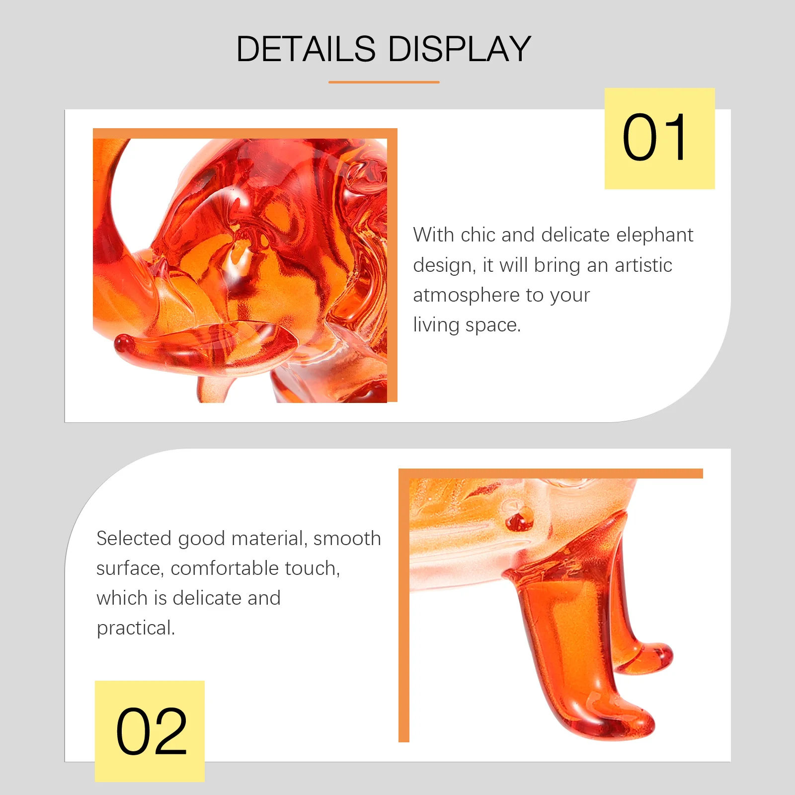 

Crystal Elephant Desktop Ornament Artistic Home Decor Creative Smooth Surface Detail Living Room Table Accents