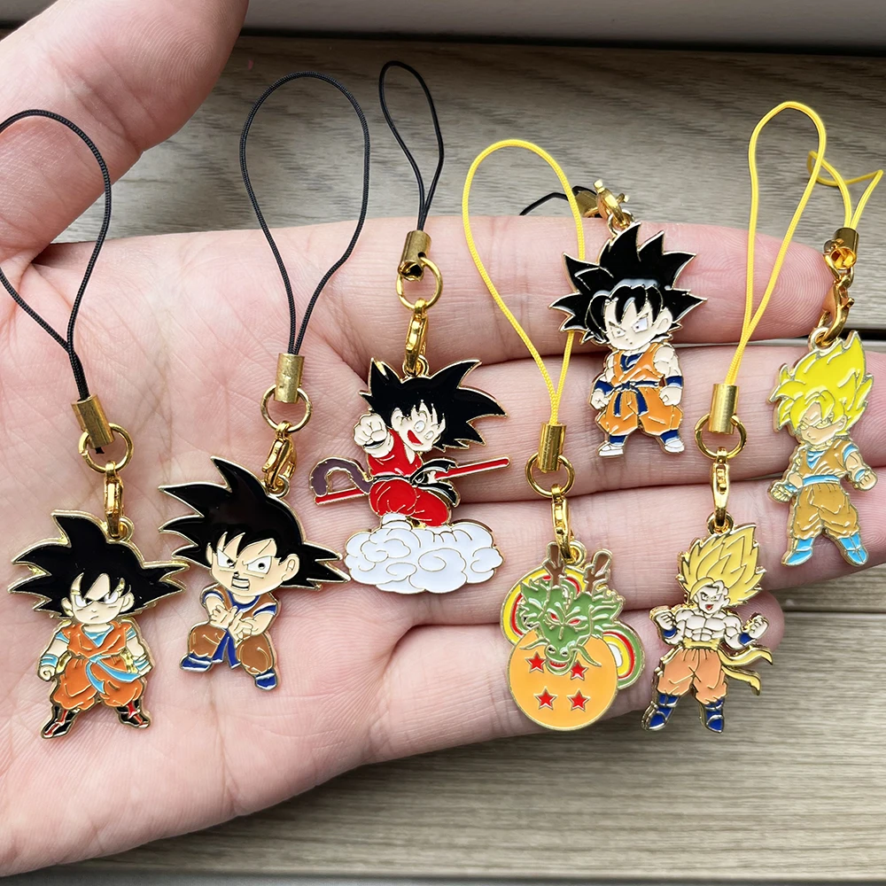 7-teiliges Dragon Ball Handy-Anhänger-Set, Niedliche Cartoon-Schlüsselanhänger, Schlüsselband-Taschendekoration, Mobiles Zubehör-Set für Schlüssel und Riemen