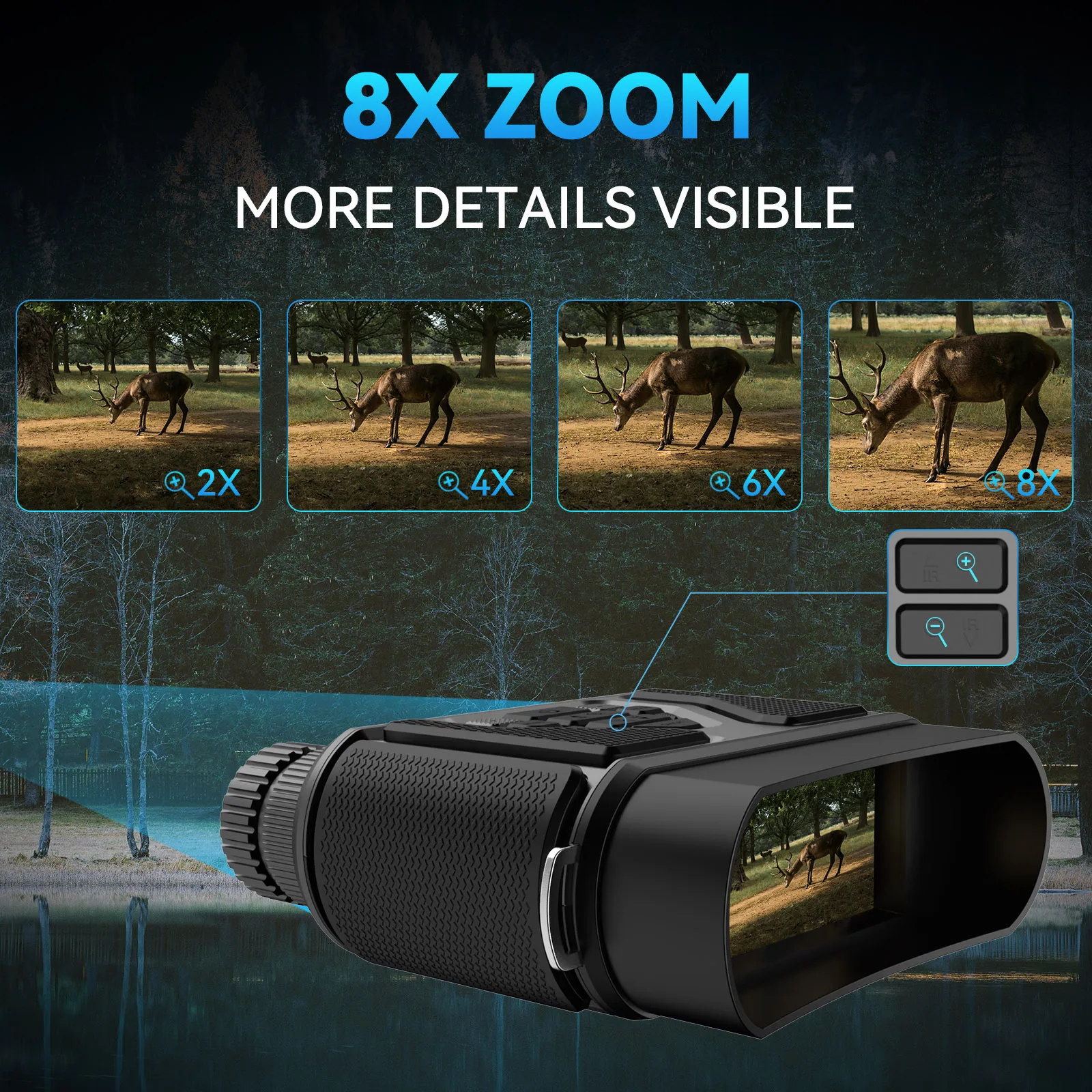 Digital Night Vision Binoculars Device 1080P HD 850nm Infrared 8X Zoom Hunting Night Vison Goggles Outdoor Full Dark 300m