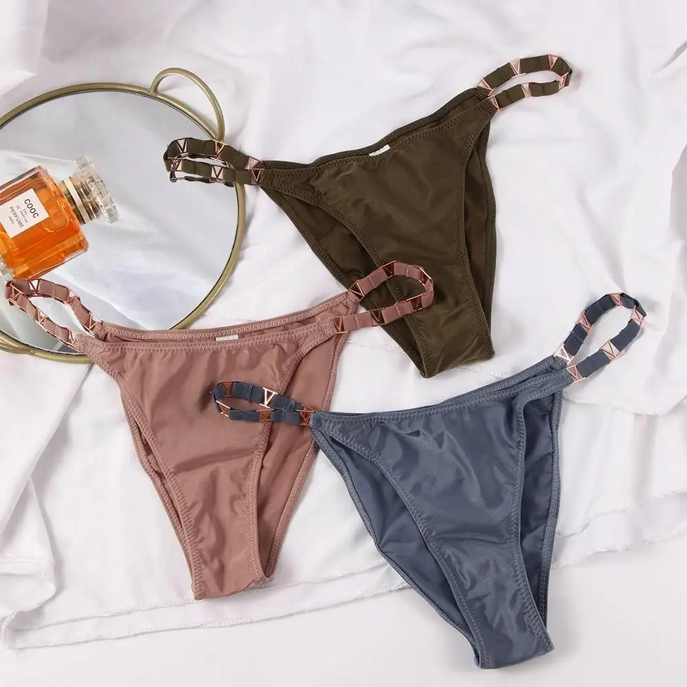 Female Underwear Metal Waist T-back Elastic Slip Women Thongs G-String Sexy Panties Underpants