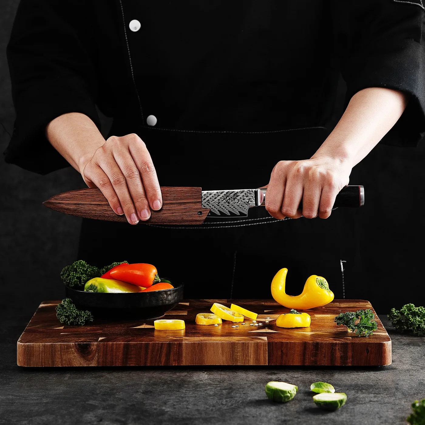 6 Inch Utility Knife With Walnut Sheath 73-layers Damascus Steel 10Cr15CoMov Blade Chef Paring Cleaver Barbecue Kitchen Knives