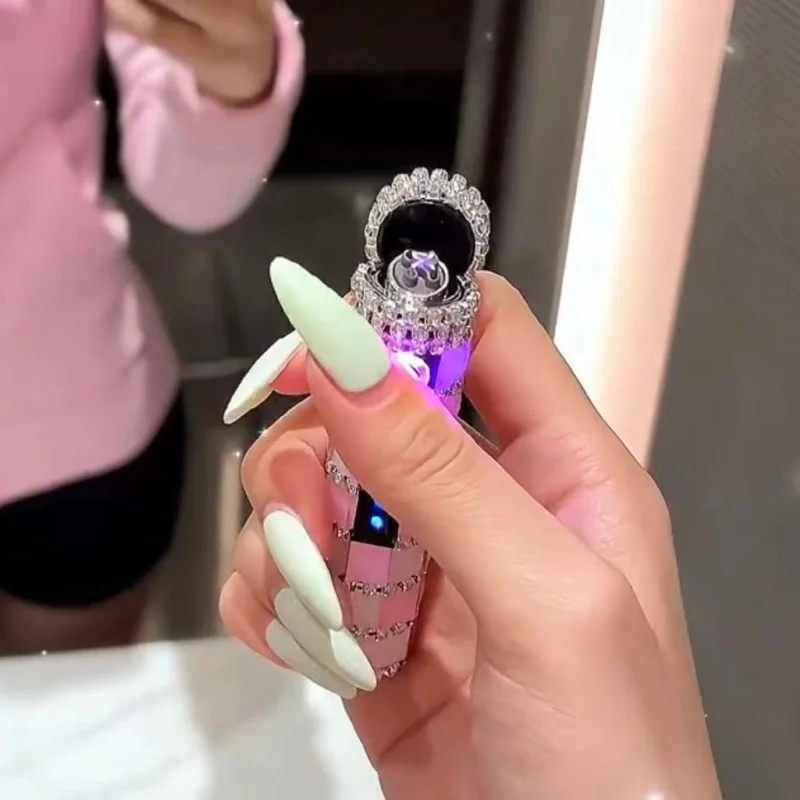 

Diamond Double Arc Cute Lighter Portable USB Charging Outdoor Windproof Induction Igniter Personalized Women's Gift