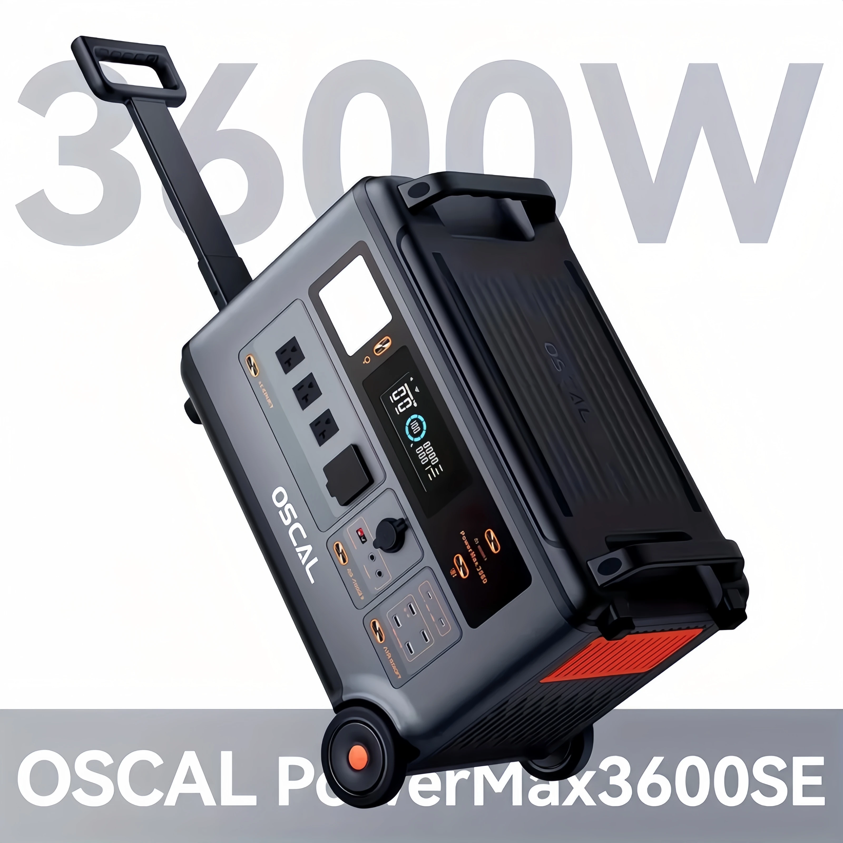 OSCAL PowerMax 3600 SE Solar Generator, 3600Wh/3600W Portable Power Station with Additional Solar Panel Expandability, 4 AC Outlets (7200W Peak), 1.2 Hour Fast Charging, App Control, for Home, Camping and RVing