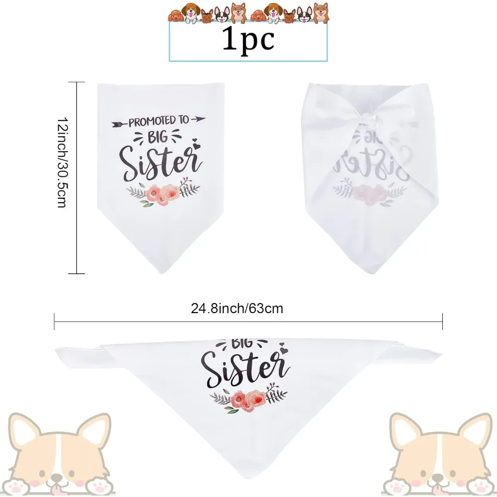 Promoted to Be Big Sister Dog Bandana Wedding Pet Bandana White Flower Triangle Pet Dog Scarf Dog Engagement Wedding Making Kit