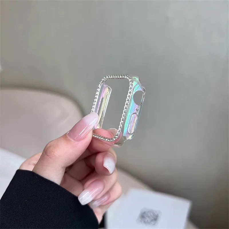 Bling +Cover For Apple Watch Case 45mm 41mm 40mm 44mm 42mm 38mm Diamond Bumper+Screen Protector For IWatch Series 7 3 4 8 SE 5 6