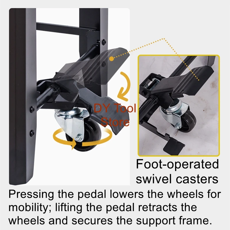 Brake-equipped Professional Mobile Tripod Stand Small Mechanical Workbench Storage Rack DIY Workbench