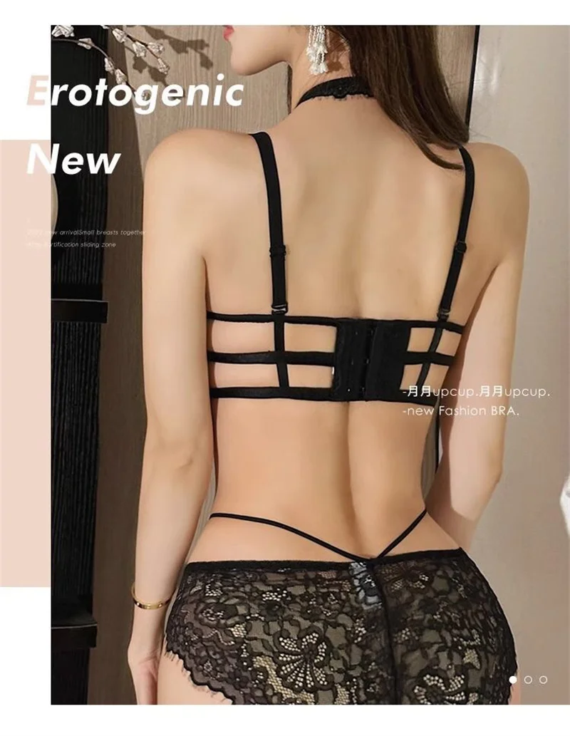 Seksowny koronkowy komplet bielizny damskiej Czarny bezszwowy zestaw biustonoszy i majtek dla kobiet Push Up Non Wire Bralette Mujer Ropa Interior