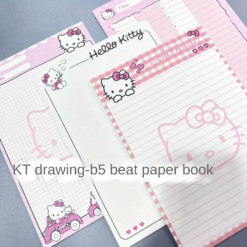 30 Pages Kawaii Anime Sanrio Hello Kitty Paper Book B5 Book Tearable Learning Paper Draft Note Word Book Stationery Supplies