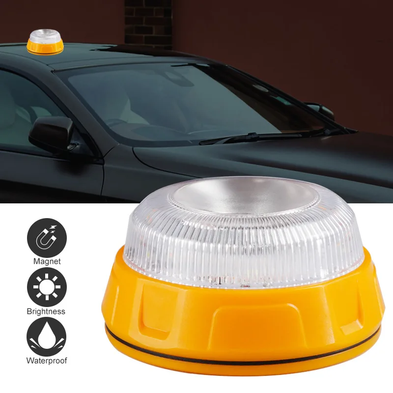 KOOJN V16 Explosion Flashing LED White Emergency Light Car Warning Light Traffic Flashing Light Charging Bottom Strong Magnet