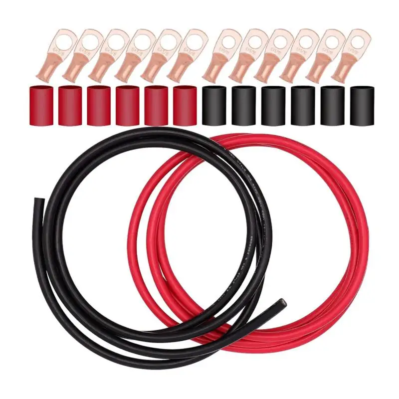 

Battery Cable Wire Positive & Negative Inverter Cables Connectors Inverter Wire Set Copper Power Lines Heat Shrink Tubing Kit