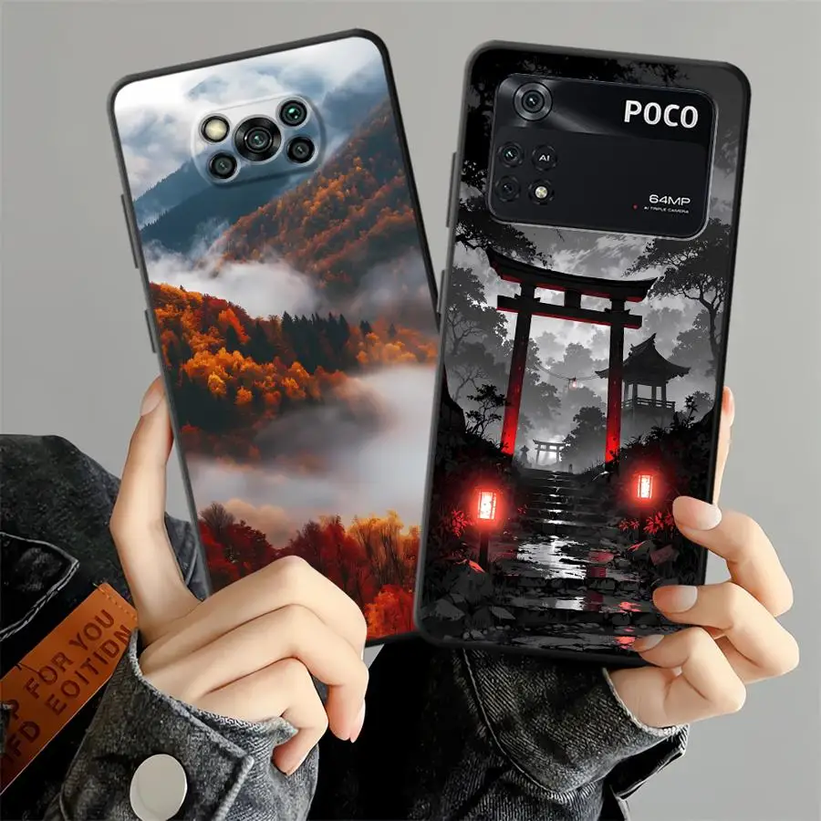 Черный мягкий чехол для телефона с рисунком Mountain View для Xiaomi Poco C75 C50 C40 F1 M3 M4 M7 Pro F3 X3 X4 X5 X7 Pro C71 C61 M5 Черный мягкий чехол для телефона с рисунком Mountain View для Xiaomi Poco C75 C50 C40 F1 M3 M4 M7 Pro F3 X3 X4 X5 X7 Pro C71 C61 M5