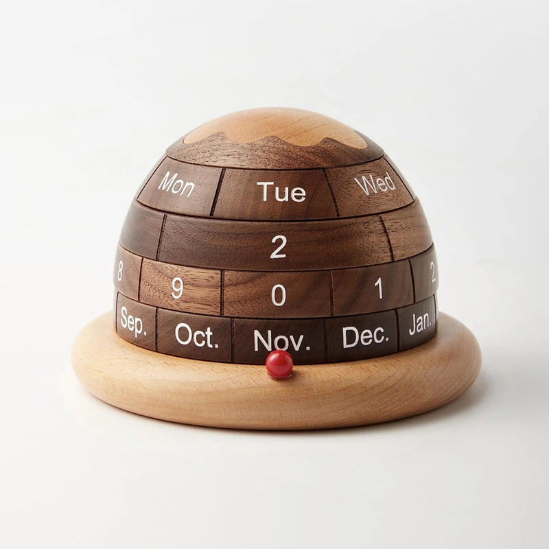 1Set Wooden Desktop Calendar Decor Office Desk Decor Perpetual Desk Calendar Planet