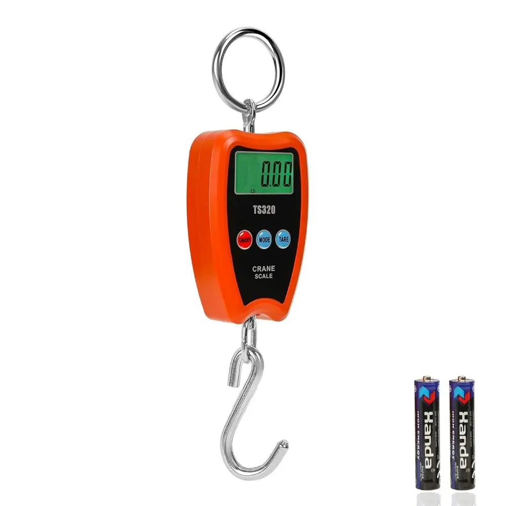 

LED Display Mini Hanging Scale 200kg Orange Plastic Shell for Hunting, Fishing, and Garage Use