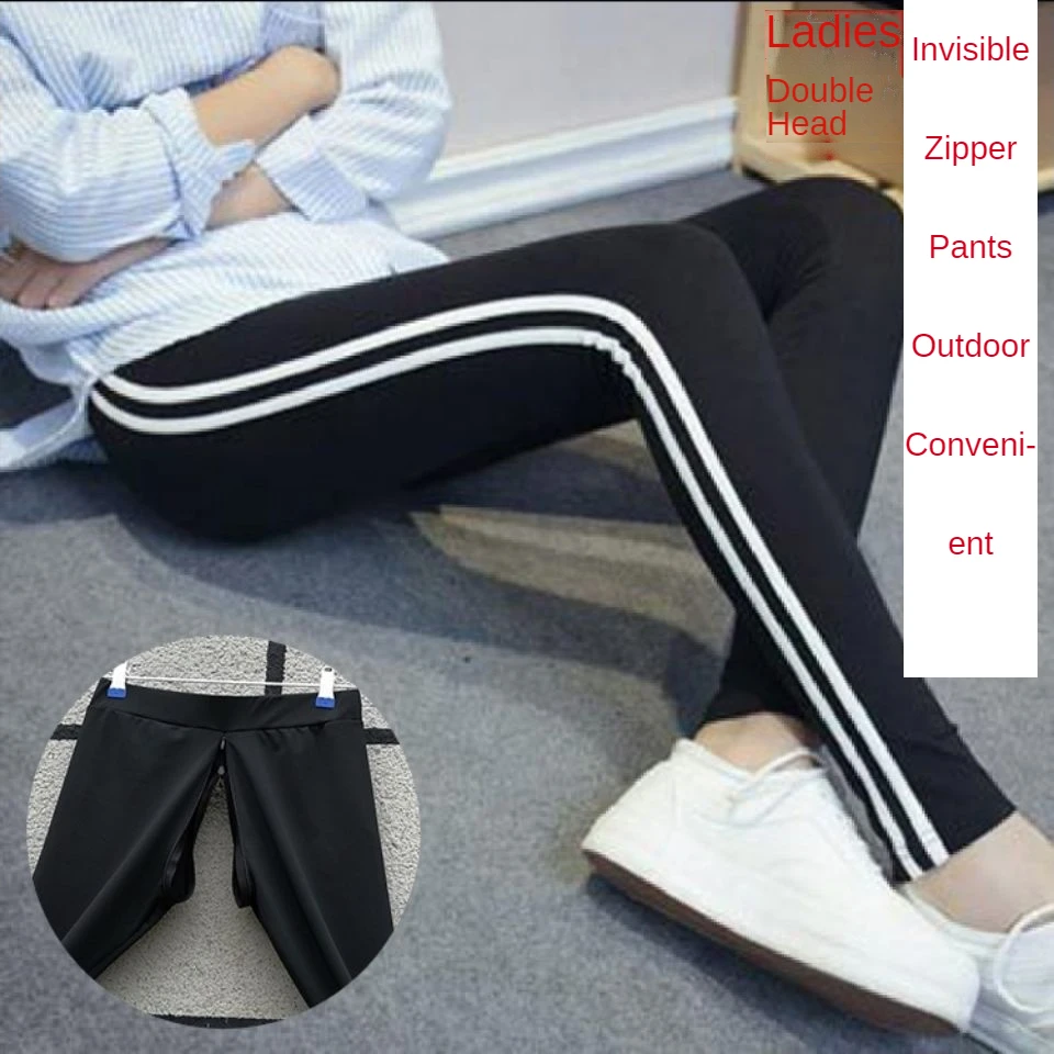 

Spring and Autumn Cotton Leggings Women's Double-headed Invisible Zipper Open-crotch Pants with Large Opening Outdoor Sex Pants