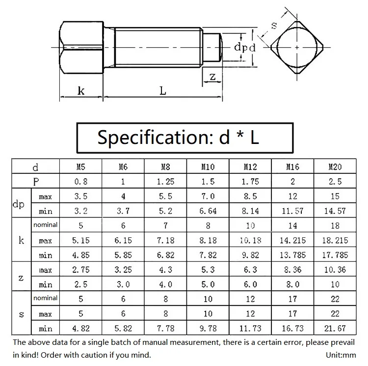 1~50pcs M6 M8 M10 M12 M16 M20 4.8 Grade Carbon Steel Black Tool Holder Square Head Convex End Set Screws