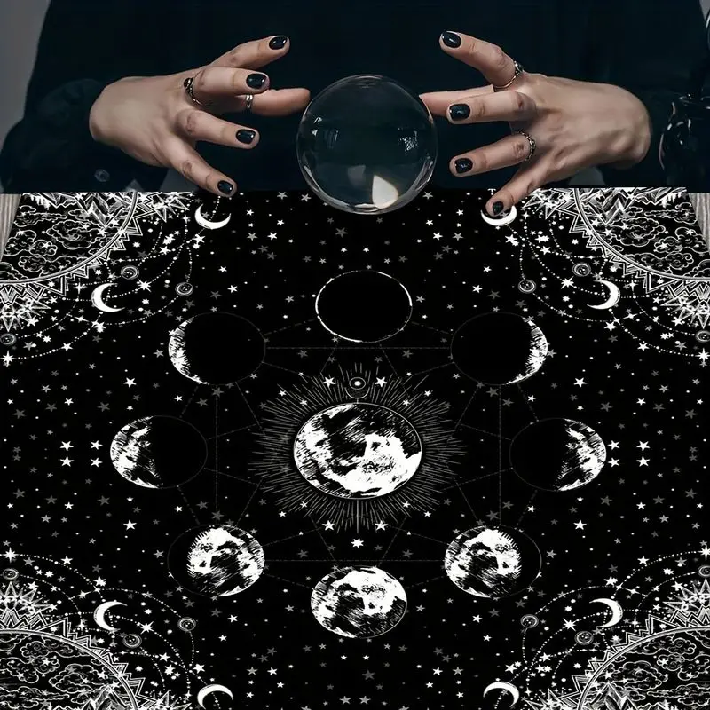 VIKAMA Moon Phase Star Map Tarot Cards Tablecloth Altar Divination Spiritual Meditation Underworld Divination Desktop Layout