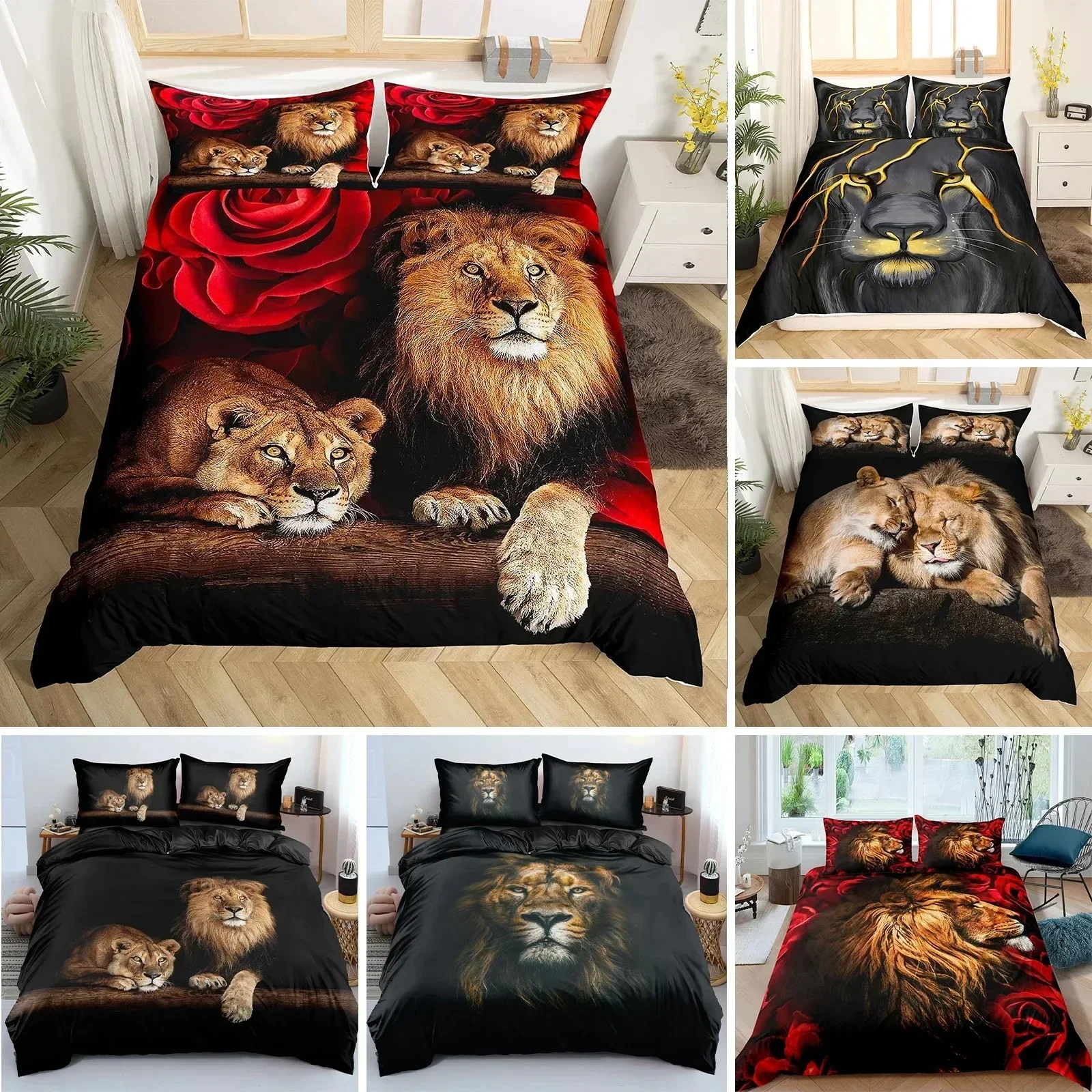 

3D Printed Animal Lion Bedding Set Duvet Cover Bedroom Comforter Covers Single Twin King Size Quilt Cover Home Textile