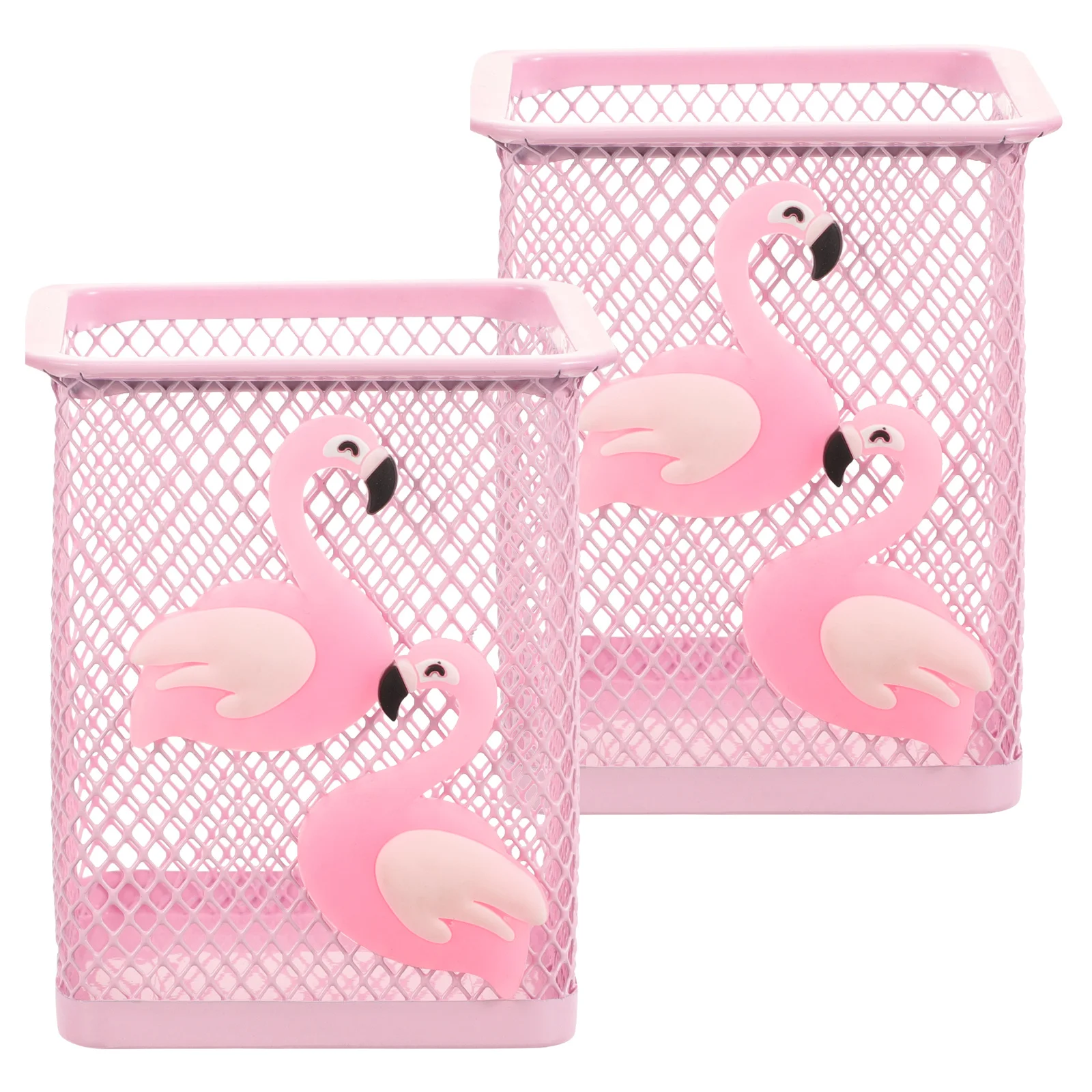 

2Pcs Metal Cartoon Pen Holder Creative Design Exquisite Decoration Desk Organizer Pencil Pot Mesh Makeup Brush Cup