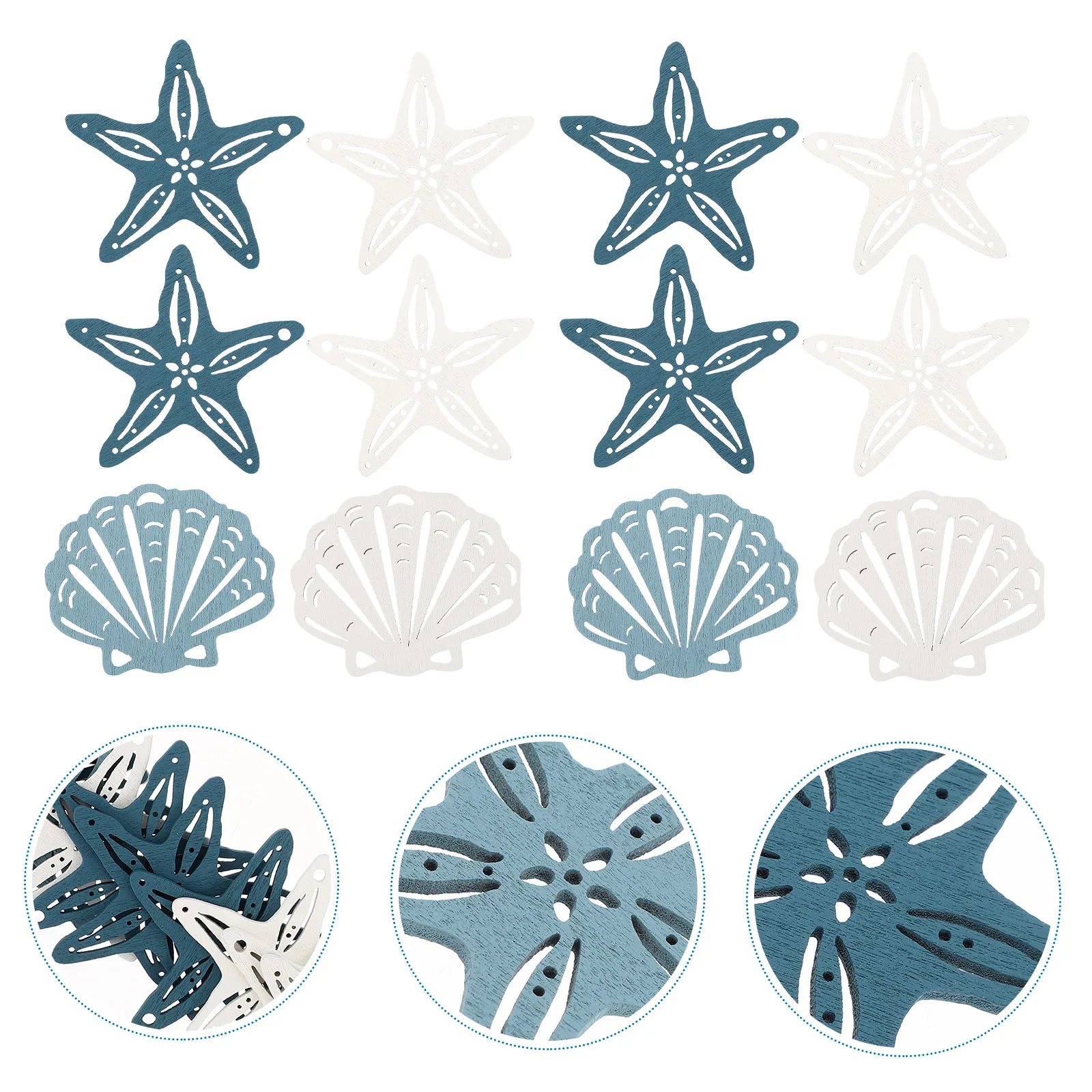 

48pcs Ocean Craft Wooden Tabletop Adornment Lightweight Desktop Decorations Practical Photo Props Creative Festival Gift Home