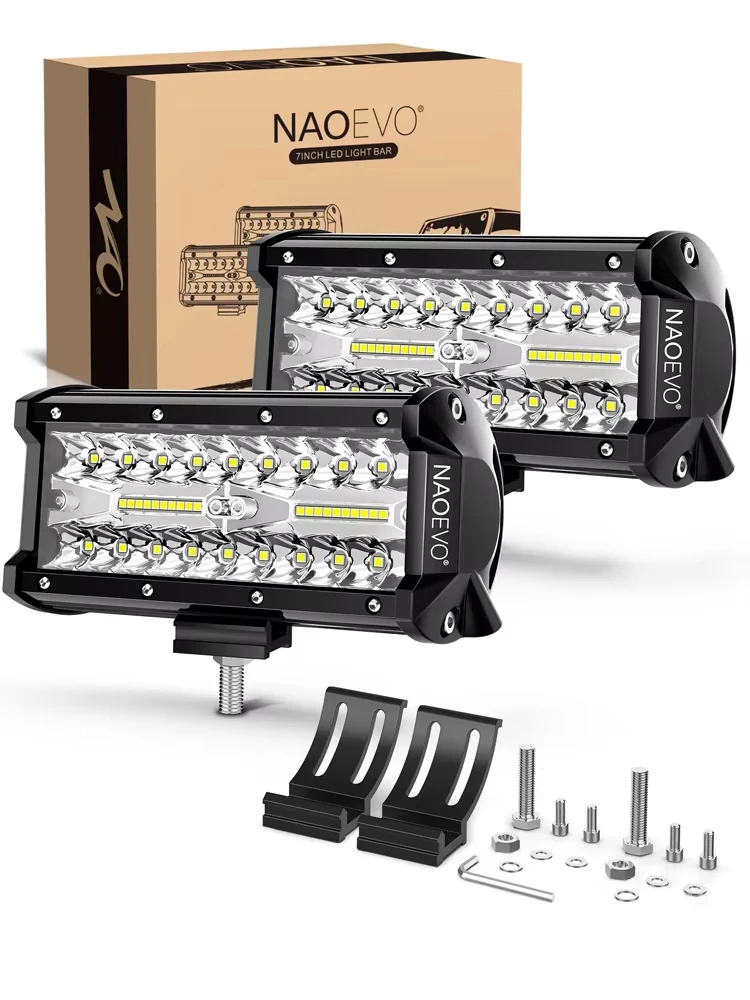 

NAOEVO 7-дюймовая светодиодная панель 240 Вт 24000LM 4x4 Offroad Spot Flood Combo Противотуманные светодиодные водонепроницаемые рабочие фары для грузовиков, лодок, UTV, ATV Jeep