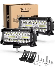 NAOEVO 7 inch LED Light Bar 240W 24000LM 4x4 Offroad Spot Flood Combo Fog LED Waterproof Work Lights for Truck Boat UTV ATV Jeep