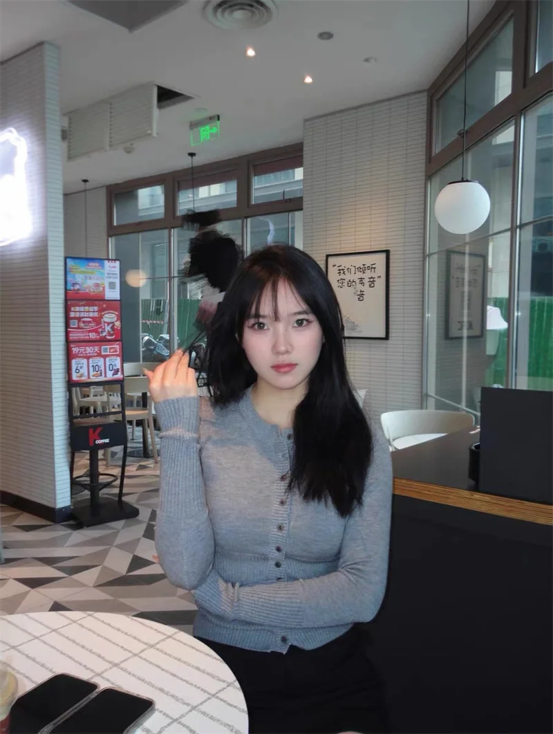 여성용 슬림 단추 니트 스웨터 가디건, O-넥 긴팔 싱글 브레스트 탑, 용수철 가을 패션, 빈티지 여성 의류