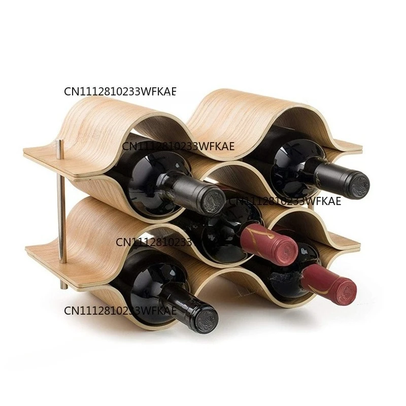 Retro creative wooden wine bottle rack, high-end design sense
