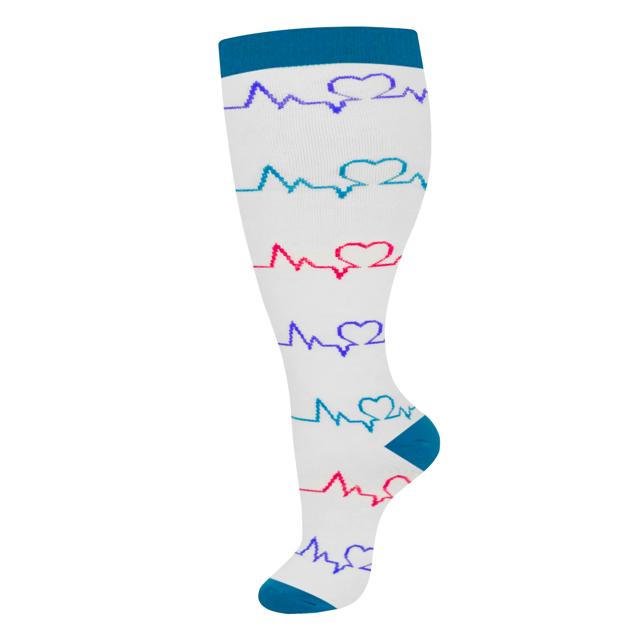 55가지 스타일 여성 남성용 신형 압박 스타킹 20-30mmHg 와이드 종아리 특대형 니하이 플라이트 스타킹 패션 통기성 양말