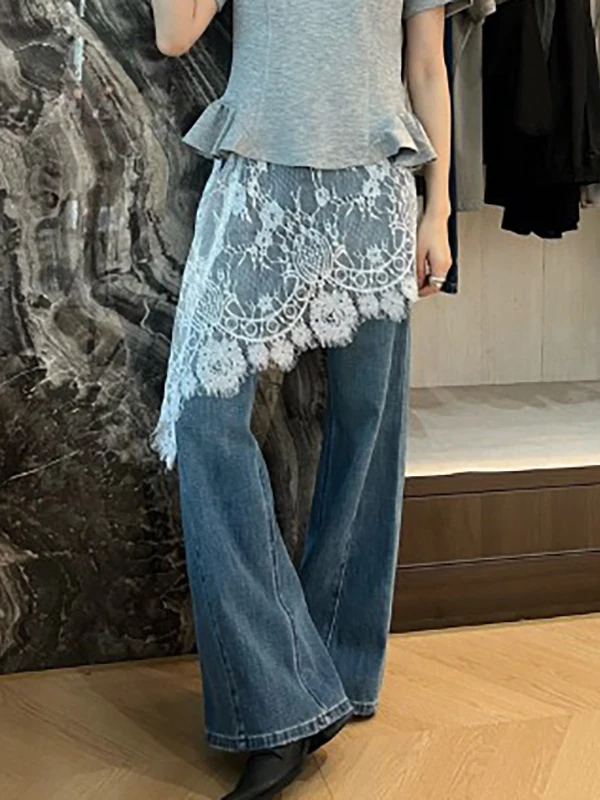 

Юбка женская больших размеров с кружевным подолом, многослойная, повседневная, с высокой талией, асимметричная, А-силуэт, белая, для работы и отдыха