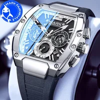 Relojes MARK FAIRWHALE para hombre 5950 Tonneau Dial nuevos relojes de pulsera de cuarzo tendencia deportiva cronógrafo luminoso reloj impermeable para hombre
