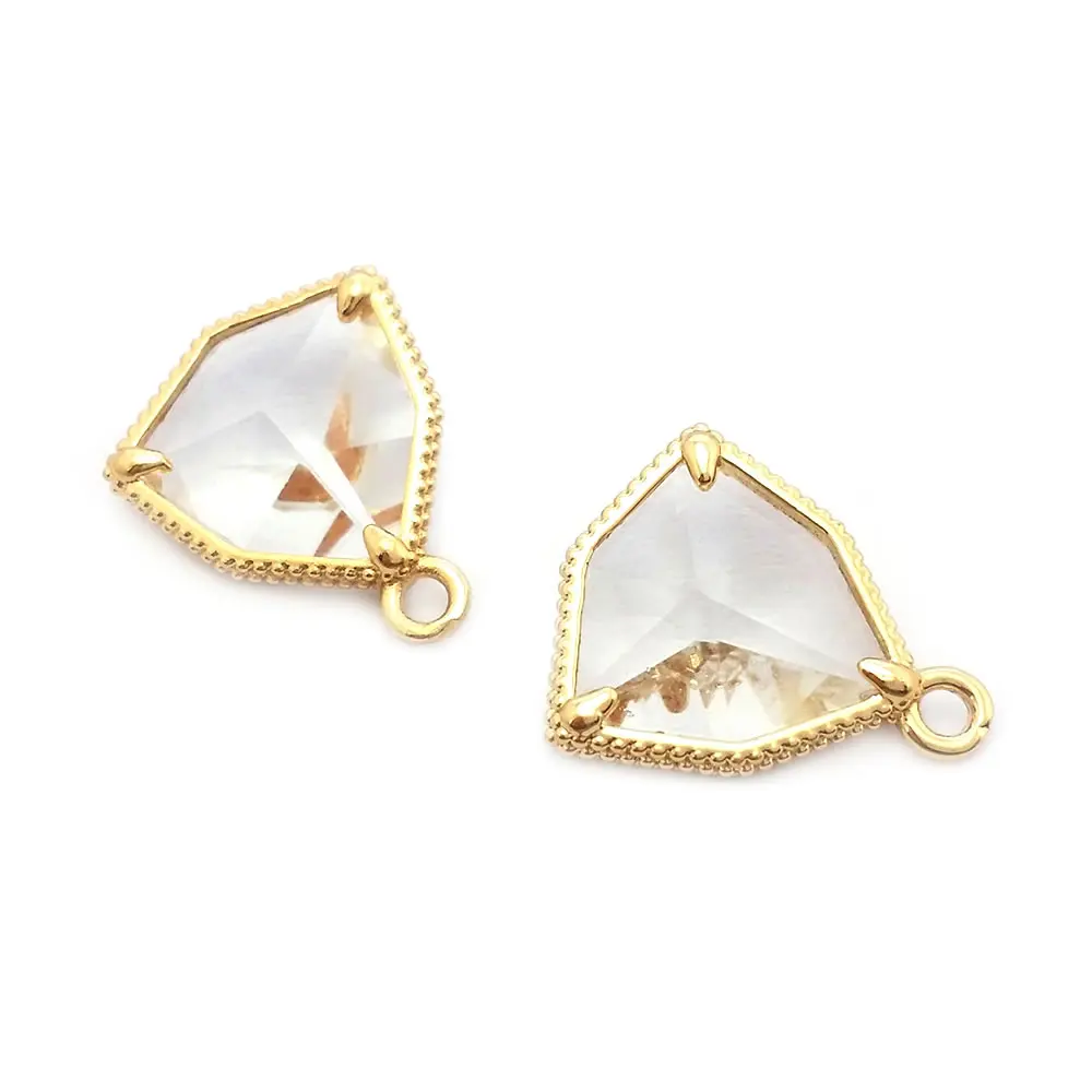 10PCS 18K Gold Color Faceted Triangle Shape Charms Pendants High Quality Necklace Earrings Accessories Rosediy Official Store