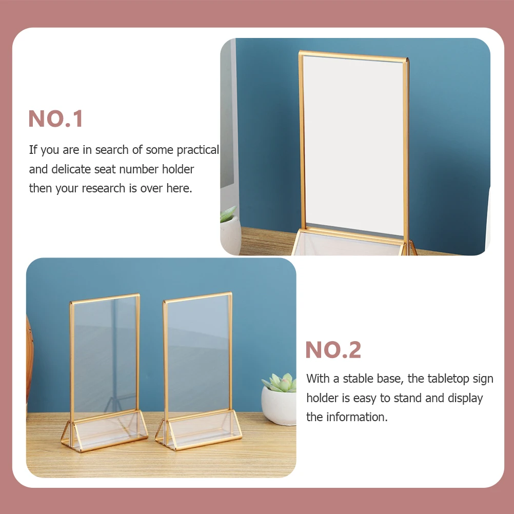 

2pcs Acrylic Sign Holders Transparent Signs Number Holders Wedding Reception Display Stands For Banquet Festival