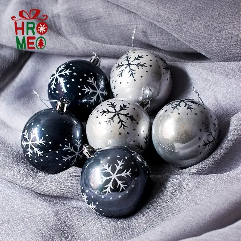 8cm Snowflake Christmas Ball Painted Hand-painted Black Grey Christmas Ball Christmas Decoration Pendant