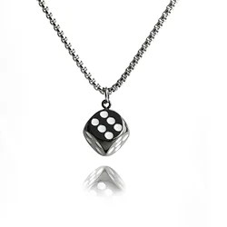 Lucky Dice Pendant Necklace 3D Dice Charms Pendant Hip Hop Necklace Jewelry