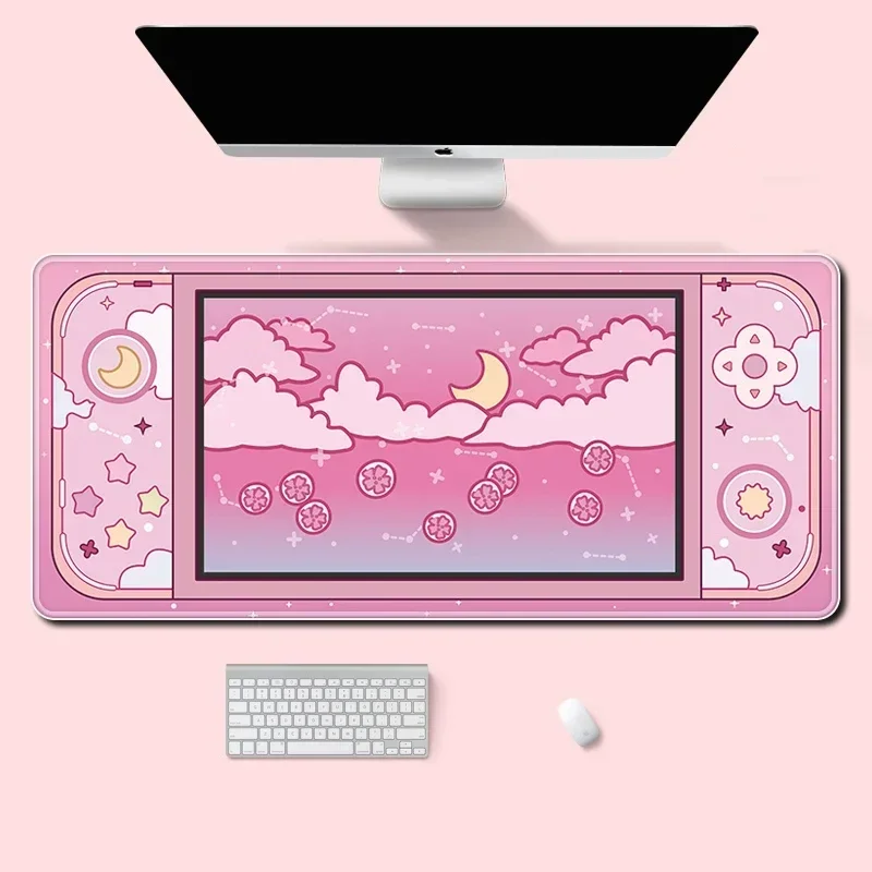 Moon and Stars tappetino da scrivania grande tappetino per Mouse estetico Kawaii Cute Sky Art Setup accessori da gioco tappetino per Mouse tappetini da ufficio per giocatori Xxl