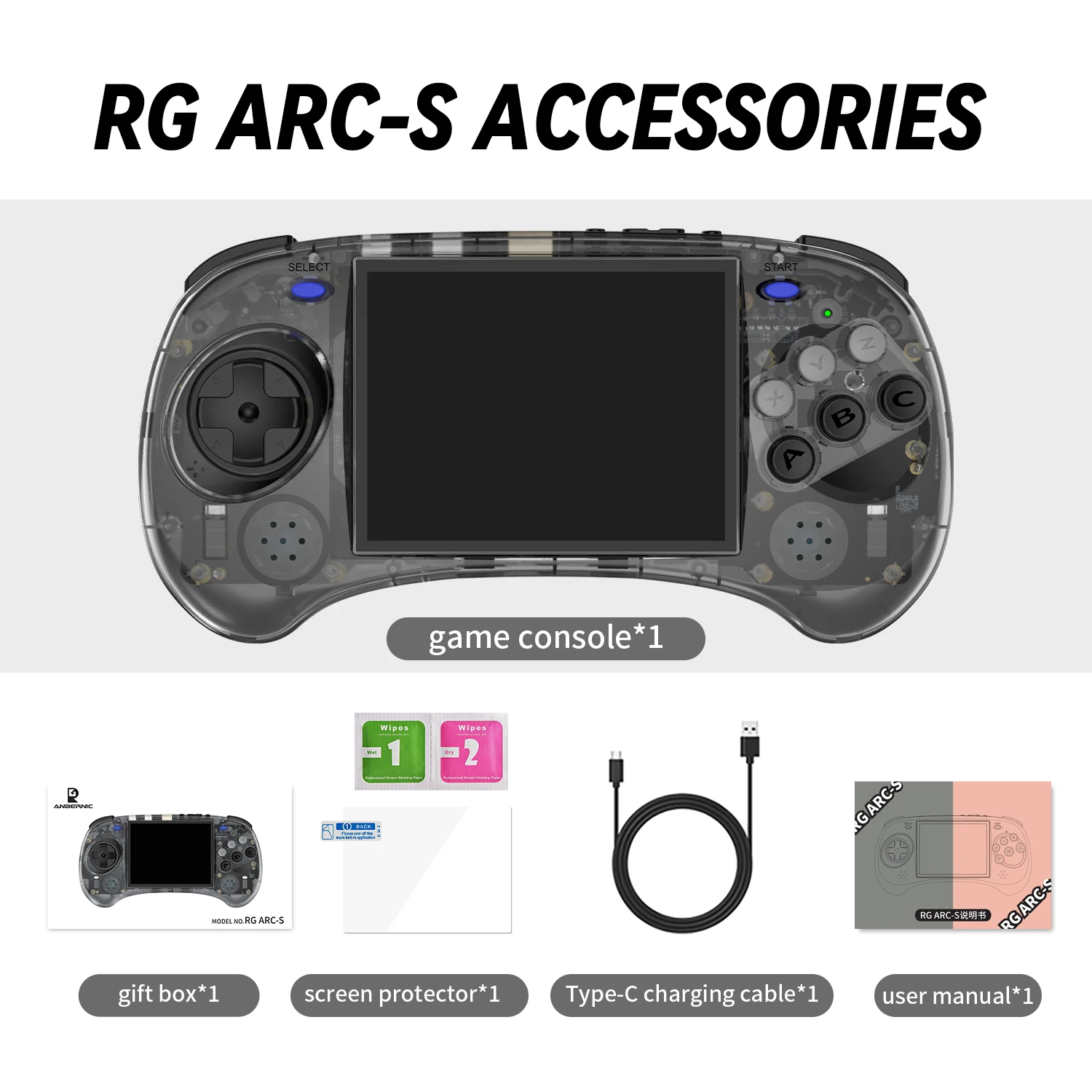 Anbernic RG ARC-S Handheld Game Console 4\'\' IPS Open Source Linux System RGARCS Retro Portable Video Emulator Game Console Gifts