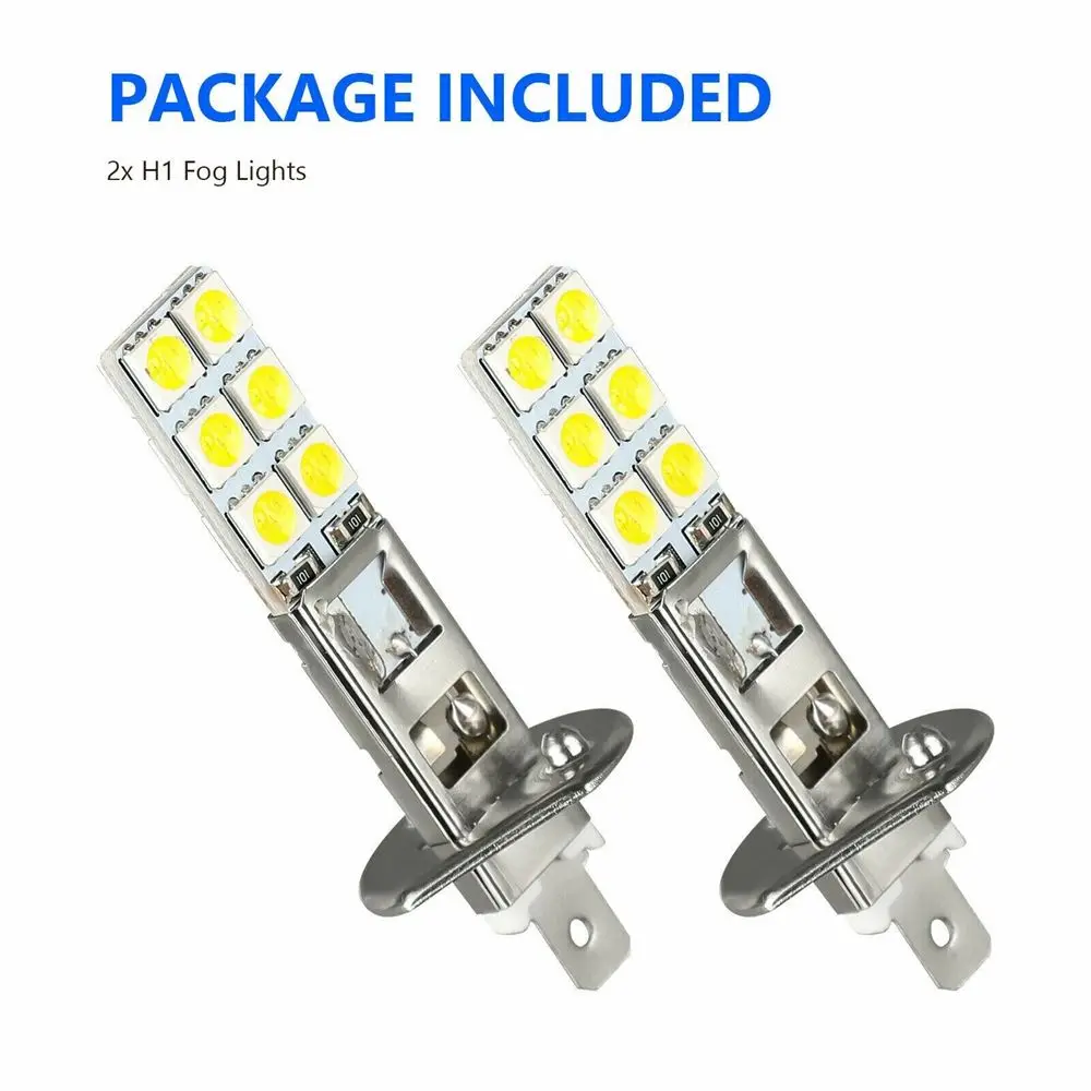 2Pcs/Set Car Fog Light 55W LED Headlight Driving Bulb H1 12SMD-5050 6000K Hi/Low Kit Beam Super White Bright Turn Signals