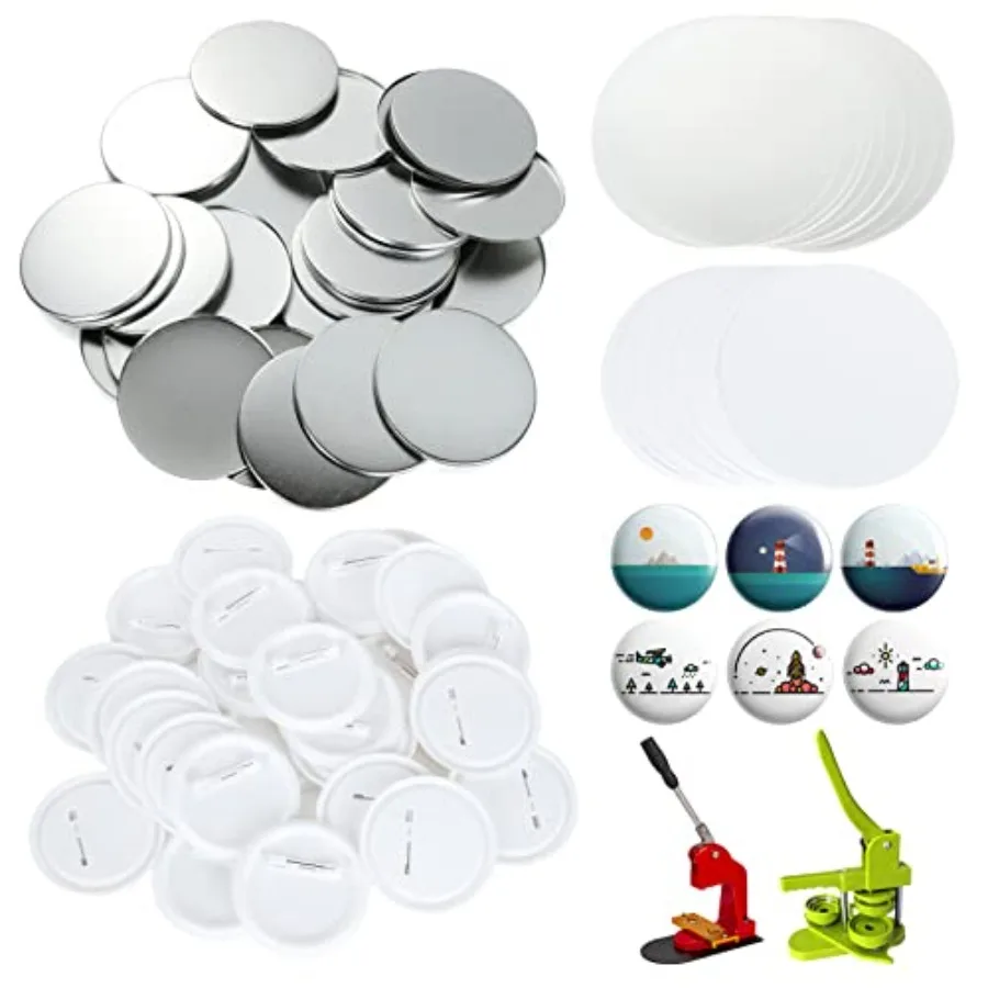 

400 Pieces Button Maker Supplies 58mm/2.25 inch Round Badge Button Parts for Button Maker Machine Includes Blank Pin Back Cover